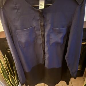 H&M Navy Blue Satin Blouse